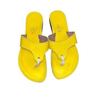 Kino key west leather yellow sandals thongs flip flops shoes 10